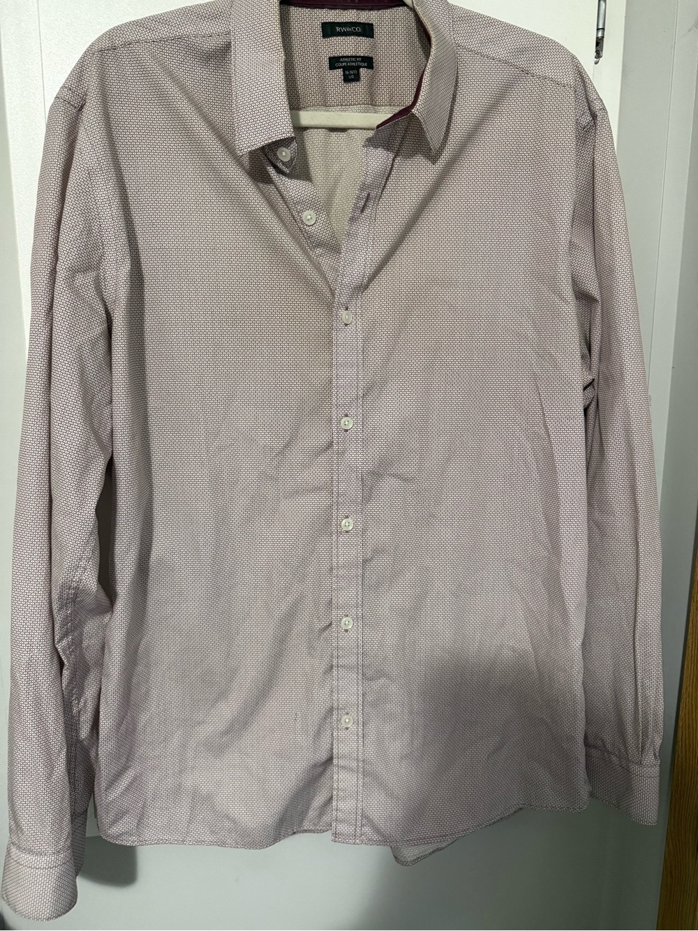 85. RW&CO. Men's Light Pink Micro-Pattern Dress Cotton Shirt